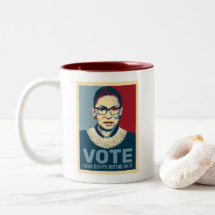 Ruth Bader Ginsburg Modern Pop-Art Vote Tweekleurige Koffiemok