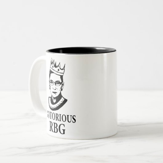 Ruth Bader Ginsburg Mok, RBG Mok, beruchte Rbg Tweekleurige Koffiemok (Voorkant links)