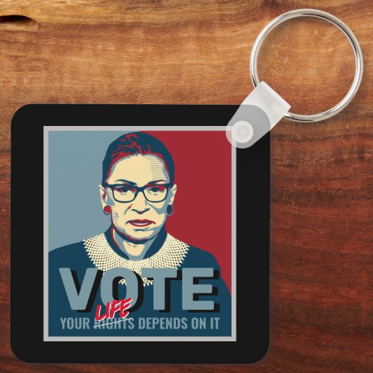 Ruth Bader Ginsburg Pro-Choice Stemming 2024 Vrouw Sleutelhanger (Achterkant)