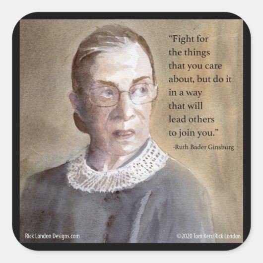 Ruth Bader Ginsburg & Quote Vierkante Sticker (Voorkant)
