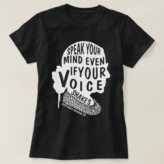 Ruth Bader Ginsburg RGB Lace Collar Speak Quote T-shirt (Design voorkant)