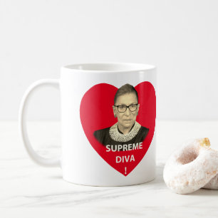Ruth Bader Ginsburg Supreme Diva Tinted Red Heart Koffiemok
