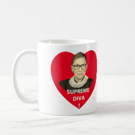 Ruth Bader Ginsburg Supreme Diva Tinted Red Heart Koffiemok