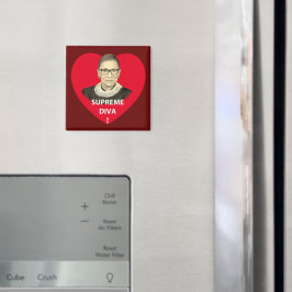 Ruth Bader Ginsburg Supreme Diva Tinted Red Heart Magneet