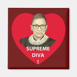 Ruth Bader Ginsburg Supreme Diva Tinted Red Heart Magneet