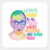 Ruth Bader Ginsburg Vrouwen horen overal thuis Vierkante Sticker (Voorkant)