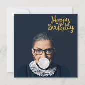 Ruth Ginsburg Blaast Bubblekauwgom Verjaardagswens (Voorkant)