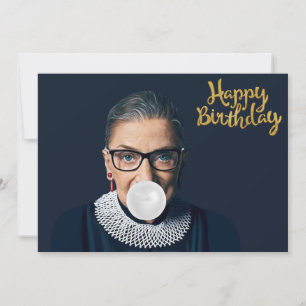 Ruth Ginsburg Blaast Bubblekauwgom Verjaardagswens Kaart