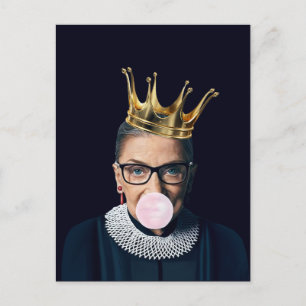 Ruth Ginsburg gouden kroon blaast roze kauwgom Briefkaart