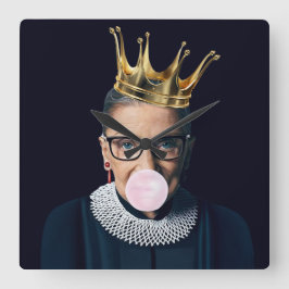 Ruth Ginsburg gouden kroon waait roze kauwgom Vierkante Klok