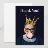 Ruth Ginsburg kroon roze kauwgom Bedankkaart (Voorkant / Achterkant)