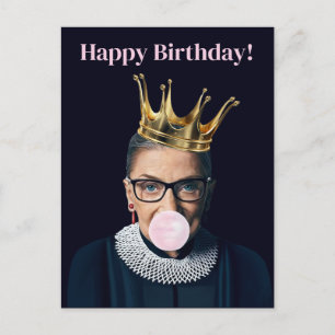 Ruth Ginsburg kroon roze kauwgom Gelukkig Verjaard Briefkaart