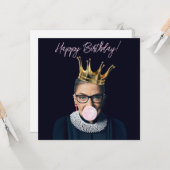 Ruth Ginsburg kroonroze kauwgom Happy Birthday! Kaart (Voorkant / Achterkant in situ)