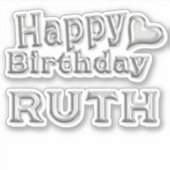 Ruth Happy Birthday silver Aufkleber Sticker (Voorkant)