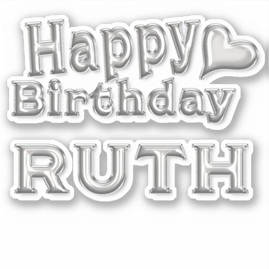Ruth Happy Birthday silver Aufkleber Sticker (Voorkant)