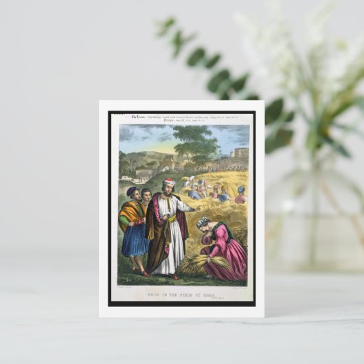 Ruth in het veld Boaz, van een bijbel, bedrukt doo Briefkaart (Staand voorkant)