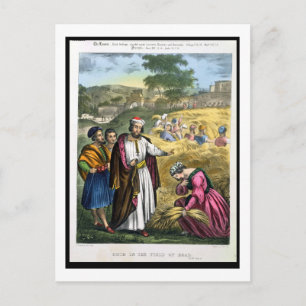 Ruth in het veld Boaz, van een bijbel, bedrukt doo Briefkaart