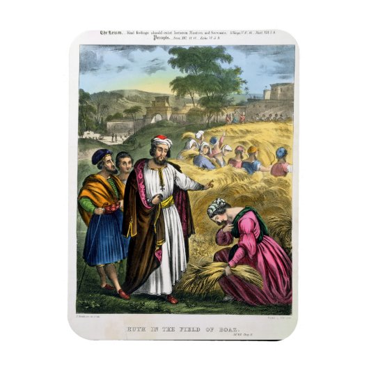 Ruth in het veld Boaz, van een bijbel, bedrukt doo Magneet (Verticaal)