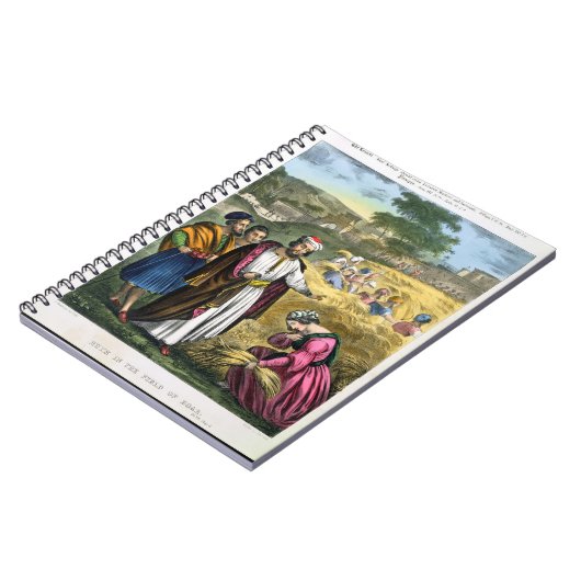 Ruth in het veld Boaz, van een bijbel, bedrukt doo Notitieboek (Linkerzijde)