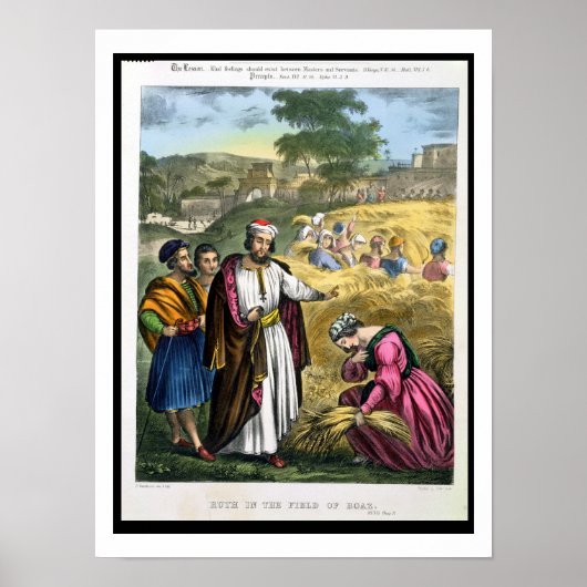 Ruth in het veld Boaz, van een bijbel, bedrukt doo Poster (Voorkant)