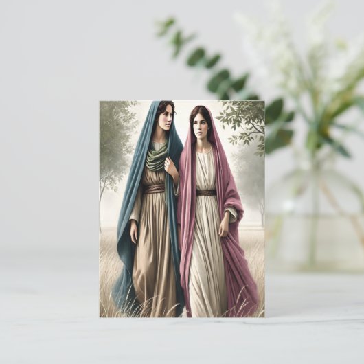 Ruth loopt samen met moed en liefde briefkaart (Staand voorkant)