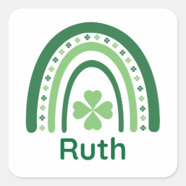 Ruth Name Clover Boho Rainbow Vierkante Sticker