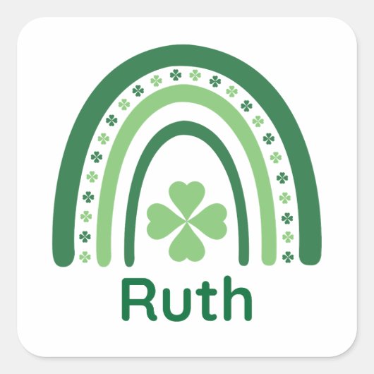 Ruth Name Clover Boho Rainbow Vierkante Sticker (Voorkant)