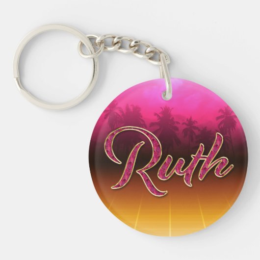Ruth Vorname Name golden pink Schlüsselanhänger Sleutelhanger (Voorkant)