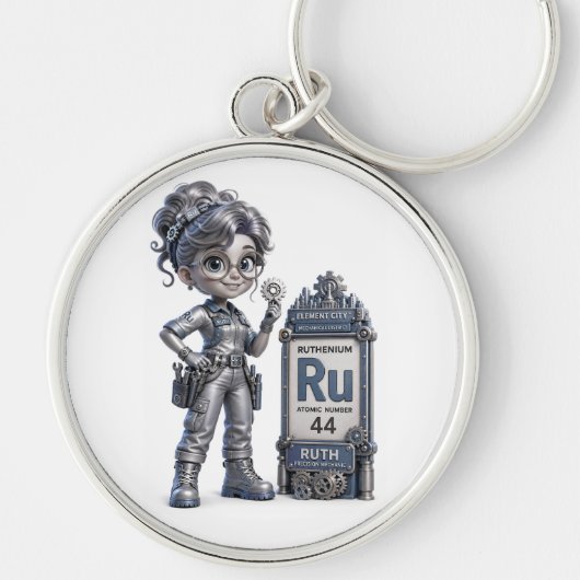 Ruthenium (Ru) Elem Sleutelhanger (Voorkant)