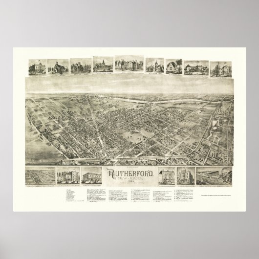 Rutherford, NJ Panoramic Map - 1904 Poster (Voorkant)