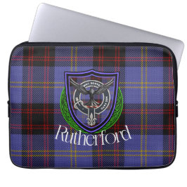 Rutherford Schotse Clan Tartan en Crest Laptop Sleeve