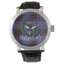 Rutherford Schotse Clan Tartan & Wapenembleem Horloge