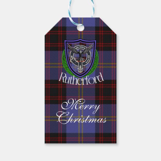Rutherford Scottish Clan Tartan & Crest Cadeaulabel (Voorkant)
