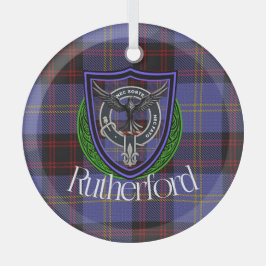 Rutherford Scottish Clan Tartan & Crest Glas Ornament