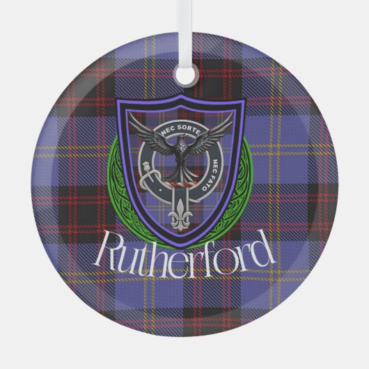 Rutherford Scottish Clan Tartan & Crest Glas Ornament (Voorkant)