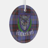 Rutherford Scottish Clan Tartan & Crest Glas Ornament (Voorkant Rechts)