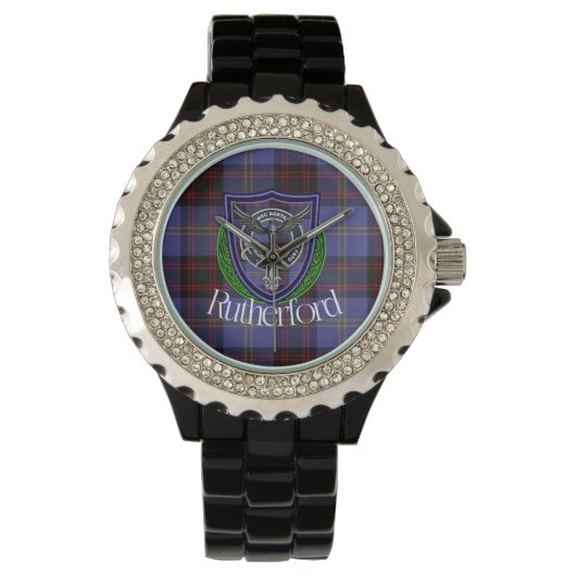 Rutherford Scottish Clan Tartan & Crest Horloge (Voorkant)
