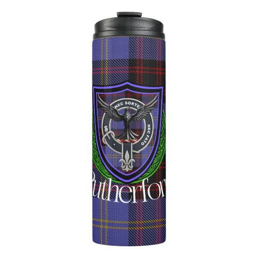 Rutherford Scottish Clan Tartan & Crest Thermosbeker (Voorkant)