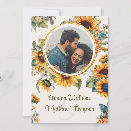 Rutherford Zonneschijn Crème Foto Bruiloft Kaart (Voorkant)