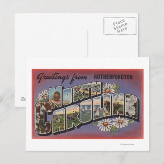 Rutherfordton, North Carolina Briefkaart (Voorkant / Achterkant)