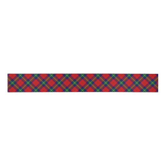 Ruthven tartan red green blue plaid grosgrain lint (Voorkant)