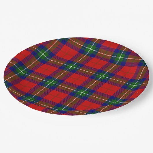Ruthven tartan red green blue plaid papieren bordje (Gekanteld)