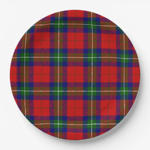 Ruthven tartan red green blue plaid papieren bordje