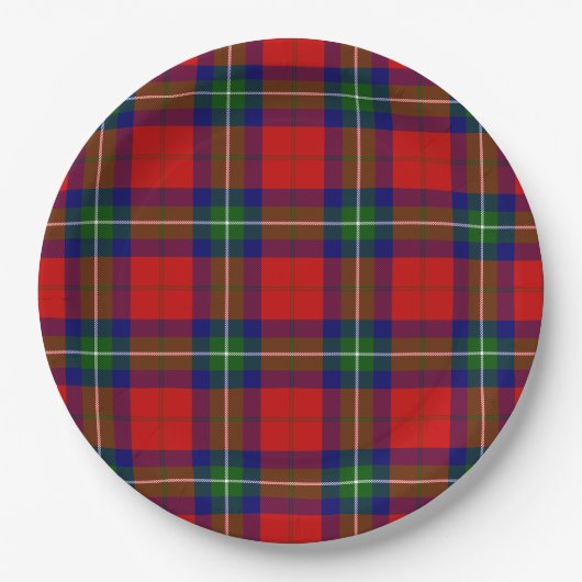 Ruthven tartan red green blue plaid papieren bordje (Voorkant)