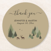 Rutic Forest Wedding Paper Onderzetter Doe en Buck (Voorkant)