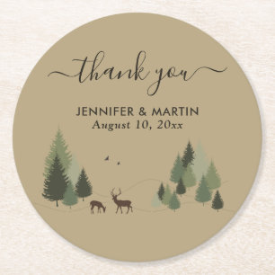 Rutic Forest Wedding Paper Onderzetter Doe en Buck