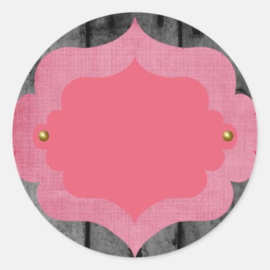 Rutic  Roze Hout Lijst Invitation Ronde Sticker (Voorkant)
