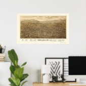 Rutland, VT Panoramische Kaart - 1885 Poster (Thuiskantoor)