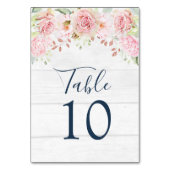 Rutsic Pink Floral Wedding Table Number Cards Kaart (Achterkant)