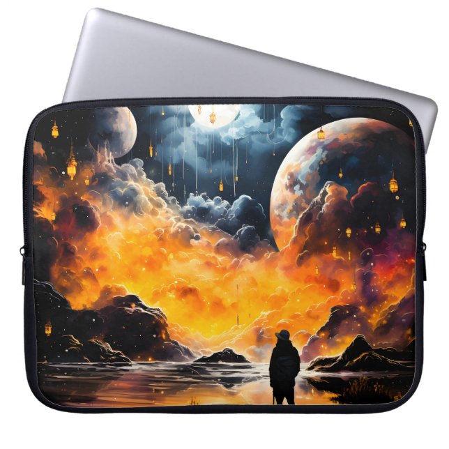 Ruumtereiziger Kosmische Horizon Reis Laptop Sleeve (Voorkant)